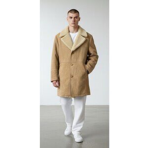 London Fog Shearling Lambskin Sheepskin Rancher Western Coat Jacket Men's Large